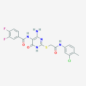 molecular formula C20H16ClF2N5O3S B14126998 N-(4-amino-2-((2-((3-chloro-4-methylphenyl)amino)-2-oxoethyl)thio)-6-oxo-1,6-dihydropyrimidin-5-yl)-3,4-difluorobenzamide 