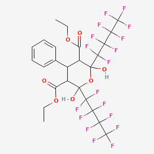 molecular formula C25H20F18O7 B14127012 Diethyl 2,6-dihydroxy-2,6-bis(nonafluorobutyl)-4-phenyloxane-3,5-dicarboxylate CAS No. 359875-73-3