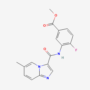 molecular formula C17H14FN3O3 B1412723 4-Fluoro-3-[(6-methyl-imidazo[1,2-a]pyridine-3-carbonyl)-amino]-benzoic acid methyl ester CAS No. 2088942-84-9