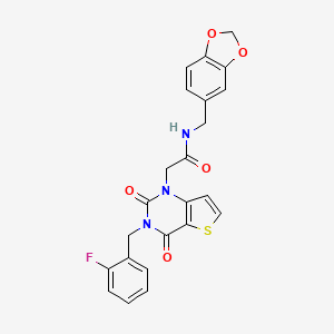molecular formula C23H18FN3O5S B14127513 N-(1,3-benzodioxol-5-ylmethyl)-2-[3-(2-fluorobenzyl)-2,4-dioxo-3,4-dihydrothieno[3,2-d]pyrimidin-1(2H)-yl]acetamide 