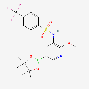 molecular formula C19H22BF3N2O5S B14127532 N-(2-Methoxy-5-(4,4,5,5-tetramethyl-1,3,2-dioxaborolan-2-yl)pyridin-3-yl)-4-(trifluoromethyl)benzenesulfonamide 