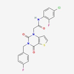 molecular formula C21H14ClF2N3O3S B14127654 N-(4-chloro-2-fluorophenyl)-2-(3-(4-fluorobenzyl)-2,4-dioxo-3,4-dihydrothieno[3,2-d]pyrimidin-1(2H)-yl)acetamide 