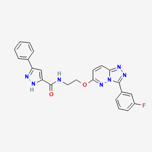 molecular formula C23H18FN7O2 B14127691 N-(2-((3-(3-fluorophenyl)-[1,2,4]triazolo[4,3-b]pyridazin-6-yl)oxy)ethyl)-3-phenyl-1H-pyrazole-5-carboxamide 