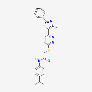 molecular formula C25H24N4OS2 B14127811 N-(4-isopropylphenyl)-2-((6-(4-methyl-2-phenylthiazol-5-yl)pyridazin-3-yl)thio)acetamide CAS No. 1169954-23-7