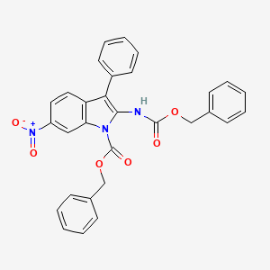molecular formula C30H23N3O6 B1412798 Benzyl 2-(benzyloxycarbonylamino)-6-nitro-3-phenyl-1H-indole-1-carboxylate CAS No. 1984062-96-5