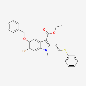 molecular formula C27H24BrNO3S B1412825 Ethyl 6-bromo-1-methyl-5-phenylmethoxy-2-(2-phenylsulfanylethenyl)indole-3-carboxylate CAS No. 1704066-47-6