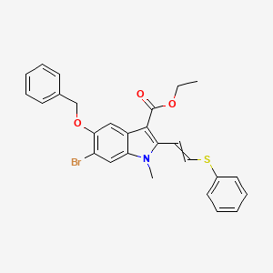 Ethyl 6-bromo-1-methyl-5-phenylmethoxy-2-(2-phenylsulfanylethenyl)indole-3-carboxylate