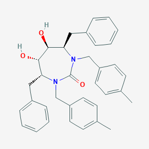 molecular formula C35H38N2O3 B141284 2H-1,3-Diazepin-2-one, hexahydro-5,6-dihydroxy-1,3-bis((4-methylphenyl)methyl)-4,7-bis(phenylmethyl)-, (4R,5S,6S,7R)- CAS No. 153182-46-8