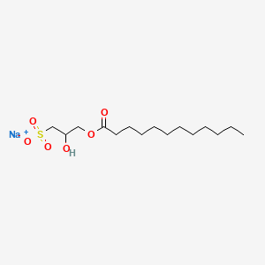 molecular formula C15H29NaO6S B14128435 Sodium lauroyl hydroxypropyl sulfonate CAS No. 3694-90-4