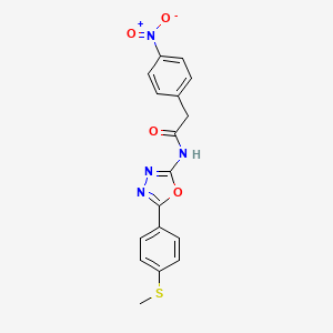 molecular formula C17H14N4O4S B14128568 N-(5-(4-(methylthio)phenyl)-1,3,4-oxadiazol-2-yl)-2-(4-nitrophenyl)acetamide CAS No. 1170905-44-8