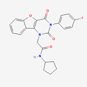 molecular formula C23H20FN3O4 B14128618 N-cyclopentyl-2-(3-(4-fluorophenyl)-2,4-dioxo-3,4-dihydrobenzofuro[3,2-d]pyrimidin-1(2H)-yl)acetamide 