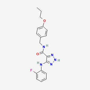 molecular formula C19H20FN5O2 B14128746 5-((2-fluorophenyl)amino)-N-(4-propoxybenzyl)-1H-1,2,3-triazole-4-carboxamide 
