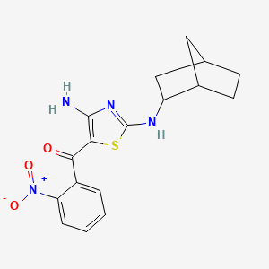 molecular formula C17H18N4O3S B14128872 [4-amino-2-(2-bicyclo[2.2.1]heptanylamino)-1,3-thiazol-5-yl]-(2-nitrophenyl)methanone 