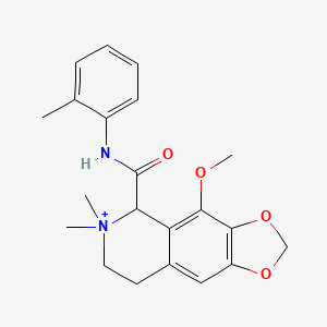 molecular formula C21H25N2O4+ B14128883 4-Methoxy-6,6-dimethyl-5-[(2-methylphenyl)carbamoyl]-5,6,7,8-tetrahydro[1,3]dioxolo[4,5-g]isoquinolin-6-ium 