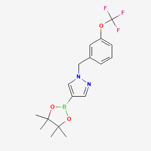 molecular formula C17H20BF3N2O3 B1412889 1H-Pyrazole, 4-(4,4,5,5-tetramethyl-1,3,2-dioxaborolan-2-yl)-1-[[3-(trifluoromethoxy)phenyl]methyl]- CAS No. 1604036-63-6