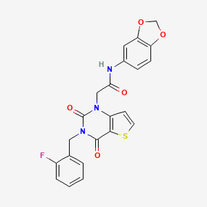 molecular formula C22H16FN3O5S B14128895 N-(1,3-benzodioxol-5-yl)-2-[3-(2-fluorobenzyl)-2,4-dioxo-3,4-dihydrothieno[3,2-d]pyrimidin-1(2H)-yl]acetamide 