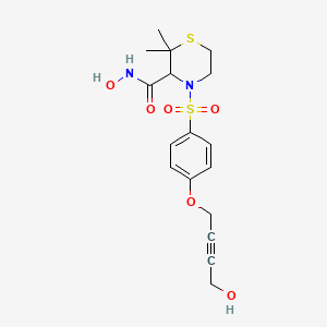 molecular formula C17H22N2O6S2 B14129185 N-hydroxy-4-[4-(4-hydroxybut-2-ynoxy)phenyl]sulfonyl-2,2-dimethylthiomorpholine-3-carboxamide 