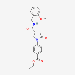 molecular formula C22H24N2O5 B14129629 Ethyl 4-(4-((2-methoxybenzyl)carbamoyl)-2-oxopyrrolidin-1-yl)benzoate CAS No. 1190281-67-4