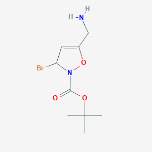 molecular formula C9H15BrN2O3 B14129763 tert-butyl 5-(aminomethyl)-3-bromo-3H-1,2-oxazole-2-carboxylate 
