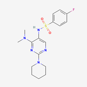 molecular formula C17H22FN5O2S B14129885 N-(4-(dimethylamino)-2-(piperidin-1-yl)pyrimidin-5-yl)-4-fluorobenzenesulfonamide 