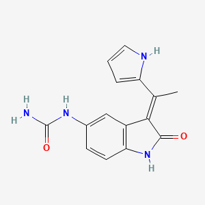 molecular formula C15H14N4O2 B14130048 [(3E)-2-oxo-3-[1-(1H-pyrrol-2-yl)ethylidene]-1H-indol-5-yl]urea 