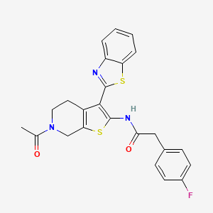 molecular formula C24H20FN3O2S2 B14130272 N-(6-acetyl-3-(benzo[d]thiazol-2-yl)-4,5,6,7-tetrahydrothieno[2,3-c]pyridin-2-yl)-2-(4-fluorophenyl)acetamide 
