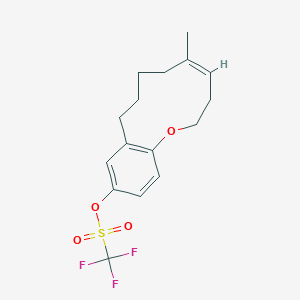 molecular formula C16H19F3O4S B14130295 Methanesulfonic acid, 1,1,1-trifluoro-, (4Z)-2,3,6,7,8,9-hexahydro-5-Methyl-1-benzoxacycloundecin-11-yl ester 