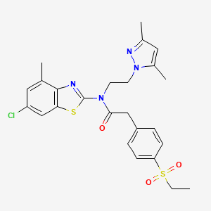 molecular formula C25H27ClN4O3S2 B14130347 N-(6-chloro-4-methylbenzo[d]thiazol-2-yl)-N-(2-(3,5-dimethyl-1H-pyrazol-1-yl)ethyl)-2-(4-(ethylsulfonyl)phenyl)acetamide CAS No. 1172759-46-4