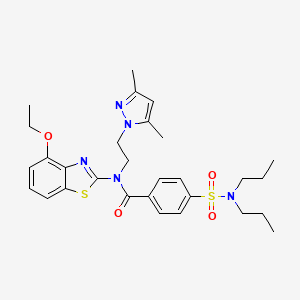 molecular formula C29H37N5O4S2 B14130405 N-(2-(3,5-dimethyl-1H-pyrazol-1-yl)ethyl)-4-(N,N-dipropylsulfamoyl)-N-(4-ethoxybenzo[d]thiazol-2-yl)benzamide CAS No. 1172079-94-5