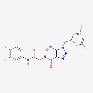 molecular formula C19H12Cl2F2N6O2 B14130636 N-(3,4-Dichlorophenyl)-3-[(3,5-difluorophenyl)methyl]-3,7-dihydro-7-oxo-6H-1,2,3-triazolo[4,5-d]pyrimidine-6-acetamide CAS No. 1232807-83-8
