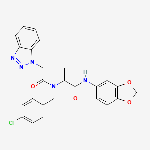 molecular formula C25H22ClN5O4 B14130928 N-1,3-benzodioxol-5-yl-N~2~-(1H-benzotriazol-1-ylacetyl)-N~2~-(4-chlorobenzyl)alaninamide CAS No. 1101135-81-2