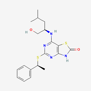 molecular formula C19H24N4O2S2 B14131139 Thiazolo[4,5-d]pyriMidin-2(3H)-one, 7-[[(1R)-1-(hydroxyMethyl)-3-Methylbutyl]aMino]-5-[[(1S)-1-phenylethyl]thio]- 