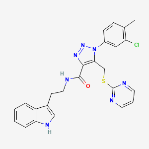 molecular formula C25H22ClN7OS B14131256 N-(2-(1H-indol-3-yl)ethyl)-1-(3-chloro-4-methylphenyl)-5-((pyrimidin-2-ylthio)methyl)-1H-1,2,3-triazole-4-carboxamide CAS No. 1209442-97-6
