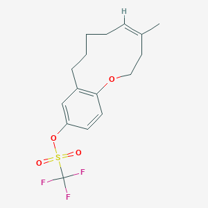 molecular formula C16H19F3O4S B14131262 Methanesulfonic acid, 1,1,1-trifluoro-, (4Z)-2,3,6,7,8,9-hexahydro-4-Methyl-1-benzoxacycloundecin-11-yl ester 