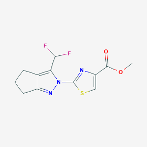 molecular formula C12H11F2N3O2S B14131497 Methyl 2-[3-(difluoromethyl)-5,6-dihydro-2(4H)-cyclopentapyrazolyl]-4-thiazolecarboxylate CAS No. 923675-97-2