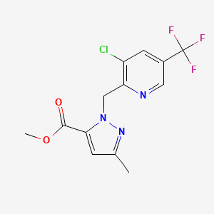 molecular formula C13H11ClF3N3O2 B1413173 2-(3-Chloro-5-trifluoromethyl-pyridin-2-ylmethyl)-5-methyl-2h-pyrazole-3-carboxylic acid methyl ester CAS No. 1858241-68-5