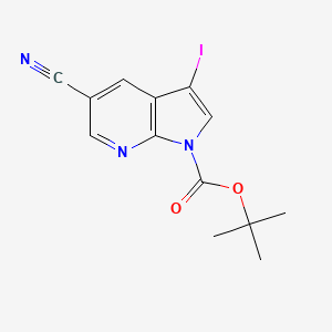 molecular formula C13H12IN3O2 B1413180 tert-Butyl 5-cyano-3-iodo-1H-pyrrolo-[2,3-b]pyridine-1-carboxylate CAS No. 1823266-40-5