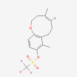 molecular formula C15H17F3O4S B14131966 Methanesulfonic acid, 1,1,1-trifluoro-, (4Z)-2,3,6,7-tetrahydro-4,8-diMethyl-1-benzoxonin-9-yl ester 