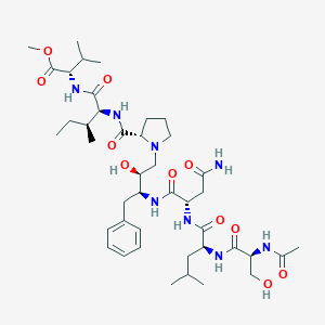 molecular formula C42H68N8O11 B141321 N-Acetylseryl-leucyl-asparaginyl(phenylalanyl-hydroxyethylamino-prolyl)isoleucyl-valyl methyl ester CAS No. 127231-42-9
