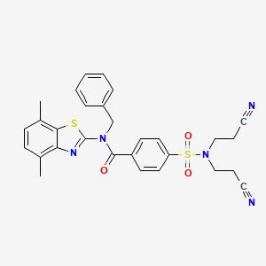 molecular formula C29H27N5O3S2 B14132416 N-benzyl-4-(N,N-bis(2-cyanoethyl)sulfamoyl)-N-(4,7-dimethylbenzo[d]thiazol-2-yl)benzamide CAS No. 1171667-22-3