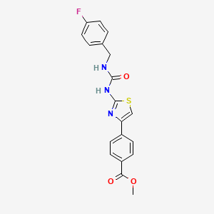 molecular formula C19H16FN3O3S B14132514 Methyl 4-(2-(3-(4-fluorobenzyl)ureido)thiazol-4-yl)benzoate CAS No. 1208889-24-0