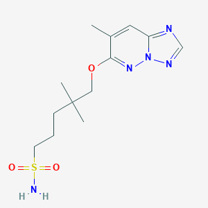 molecular formula C13H21N5O3S B141326 6-(2,2-Dimethyl-5-sulfamoyl-1-pentyloxy)-7-methyl(1,2,4)triazolo(1,5-b)pyridazine CAS No. 152537-61-6