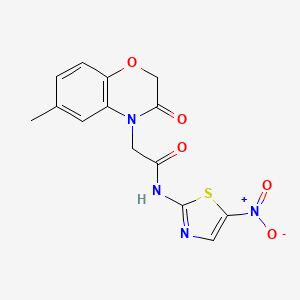 molecular formula C14H12N4O5S B14132846 2,3-Dihydro-6-methyl-N-(5-nitro-2-thiazolyl)-3-oxo-4H-1,4-benzoxazine-4-acetamide CAS No. 1033202-17-3