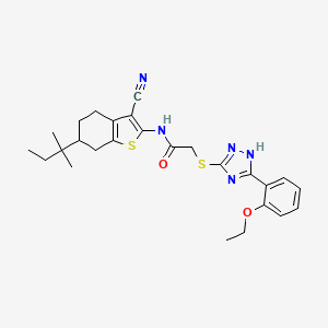 molecular formula C26H31N5O2S2 B14133123 N-[3-cyano-6-(2-methylbutan-2-yl)-4,5,6,7-tetrahydro-1-benzothiophen-2-yl]-2-{[5-(2-ethoxyphenyl)-4H-1,2,4-triazol-3-yl]sulfanyl}acetamide CAS No. 884993-57-1