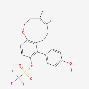 molecular formula C21H21F3O5S B14133378 Methanesulfonic acid, 1,1,1-trifluoro-, (4Z)-2,3,6,7-tetrahydro-8-(4-Methoxyphenyl)-4-Methyl-1-benzoxonin-9-yl ester 
