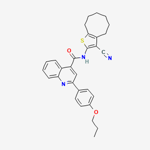 molecular formula C30H29N3O2S B14133591 N-(3-cyano-4,5,6,7,8,9-hexahydrocycloocta[b]thiophen-2-yl)-2-(4-propoxyphenyl)quinoline-4-carboxamide 
