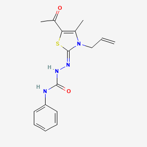 molecular formula C16H18N4O2S B14133645 (2Z)-2-[5-acetyl-4-methyl-3-(prop-2-en-1-yl)-1,3-thiazol-2(3H)-ylidene]-N-phenylhydrazinecarboxamide CAS No. 1071537-61-5
