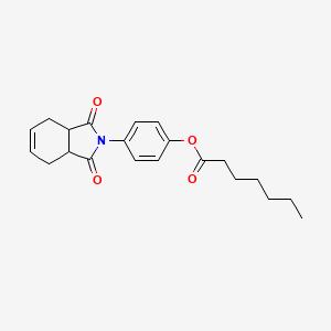molecular formula C21H25NO4 B14133767 4-(1,3-dioxo-1,3,3a,4,7,7a-hexahydro-2H-isoindol-2-yl)phenyl heptanoate 