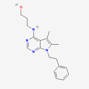 molecular formula C19H24N4O B14133824 3-{[5,6-dimethyl-7-(2-phenylethyl)-7H-pyrrolo[2,3-d]pyrimidin-4-yl]amino}propan-1-ol CAS No. 903204-91-1
