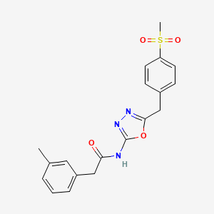 molecular formula C19H19N3O4S B14133860 N-(5-(4-(methylsulfonyl)benzyl)-1,3,4-oxadiazol-2-yl)-2-(m-tolyl)acetamide CAS No. 1170064-26-2